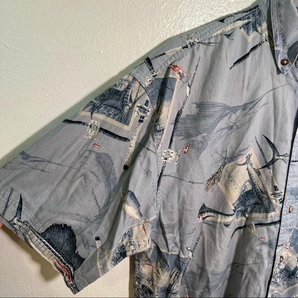 North River Short Sleeve Button Down Shirt Blue Fishing - Picture 5 of 11